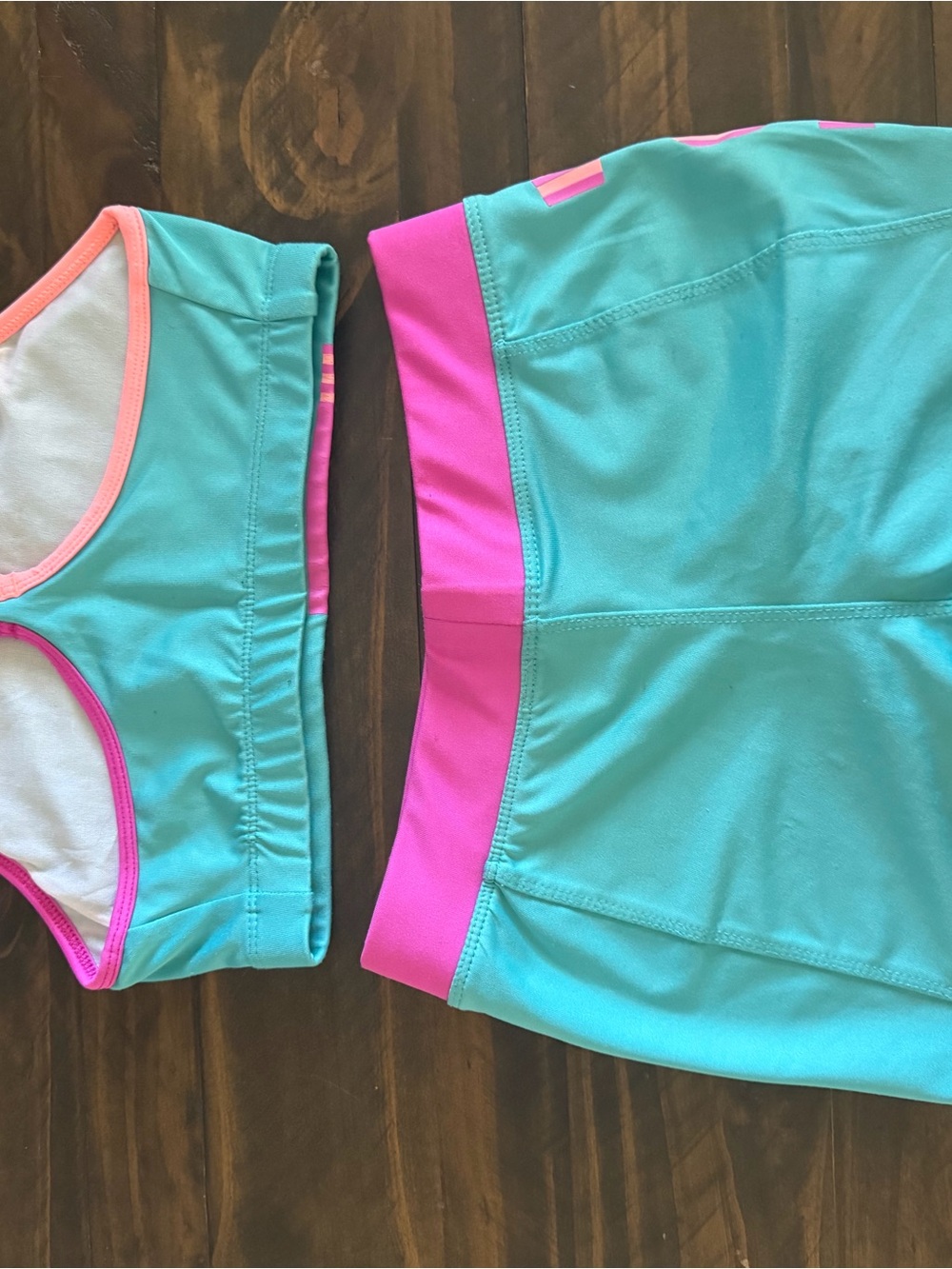 Varsity Aqua & Pink Girls Two-Piece Swim Set